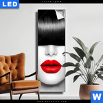 Leuchtbild Schwarze Eleganz Rote Lippen Schmal Produktvorschau mit dem Bild Schwarze Eleganz & rote Lippen im Format Schmal.