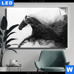 Leuchtbild Schwarzes Pferd Voller Energie Querformat Produktvorschau mit dem Bild Schwarzes Pferd voller Energie im Format Querformat.