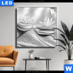 Leuchtbild Silberne Zen Harmonie Quadrat Produktvorschau mit dem Bild Silberne Zen Harmonie im Format Quadrat.
