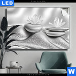 Leuchtbild Silberne Zen Harmonie Querformat Produktvorschau mit dem Bild Silberne Zen Harmonie im Format Querformat.