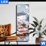 Leuchtbild Skandinavisches Dorf Im Schnee Schmal Produktvorschau mit dem Bild Skandinavisches Dorf im Schnee im Format Schmal.