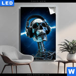 Leuchtbild Skelett Kopfhoerer Hochformat Produktvorschau mit dem Bild Skelett & Kopfhörer im Format Hochformat.