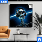 Leuchtbild Skelett Kopfhoerer Quadrat Produktvorschau mit dem Bild Skelett & Kopfhörer im Format Quadrat.