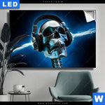 Leuchtbild Skelett Kopfhoerer Querformat Produktvorschau mit dem Bild Skelett & Kopfhörer im Format Querformat.