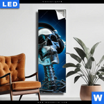 Leuchtbild Skelett Kopfhoerer Schmal Produktvorschau mit dem Bild Skelett & Kopfhörer im Format Schmal.