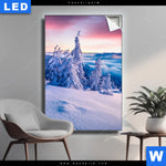 Leuchtbild Sonnenaufgang Im Schnee Hochformat Produktvorschau mit dem Bild Sonnenaufgang im Schnee im Format Hochformat.