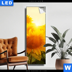 Leuchtbild Sonnenblumen Im Abendlicht Schmal Produktvorschau mit dem Bild Sonnenblumen im Abendlicht im Format Schmal.