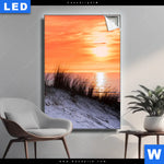 Leuchtbild Sonnenuntergang Mit Duene Und Meer Hochformat Produktvorschau mit dem Bild Sonnenuntergang mit Düne und Meer im Format Hochformat.