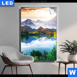 Leuchtbild Sonniger Tag Am Bergsee Hochformat Produktvorschau mit dem Bild Sonniger Tag am Bergsee im Format Hochformat.