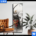 Leuchtbild Starker Bulle Mit Blumen Schmal Produktvorschau mit dem Bild Starker Bulle mit Blumen im Format Schmal.