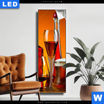 Leuchtbild Stillleben Flaschen Glaeser Schmal Produktvorschau mit dem Bild Stillleben Flaschen Gläser im Format Schmal.