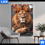 Leuchtbild Stolzer Blick Des Loewen Hochformat Produktvorschau mit dem Bild Stolzer Blick des Löwen im Format Hochformat.