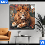 Leuchtbild Stolzer Blick Des Loewen Quadrat Produktvorschau mit dem Bild Stolzer Blick des Löwen im Format Quadrat.