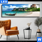 Leuchtbild Strand In Thailand Panorama Produktvorschau mit dem Bild Strand in Thailand im Format Panorama.