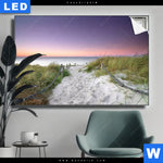 Leuchtbild Strandweg Im Sonnenuntergang Querformat Produktvorschau mit dem Bild Strandweg im Sonnenuntergang im Format Querformat.