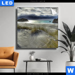 Leuchtbild Stuermischer Himmel Am Strand Quadrat Produktvorschau mit dem Bild Stürmischer Himmel am Strand im Format Quadrat.