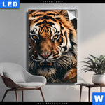 Leuchtbild Tiger Im Wasser Hochformat Produktvorschau mit dem Bild Tiger im Wasser im Format Hochformat.