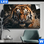 Leuchtbild Tiger Im Wasser Querformat Produktvorschau mit dem Bild Tiger im Wasser im Format Querformat.