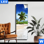 Leuchtbild Traumstrand Unter Palmen Schmal Produktvorschau mit dem Bild Traumstrand unter Palmen im Format Schmal.