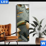 Leuchtbild Tukan Im Goldenen Regenwald Schmal Produktvorschau mit dem Bild Tukan im goldenen Regenwald im Format Schmal.