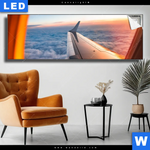 Leuchtbild Ueber Den Wolken Panorama Produktvorschau mit dem Bild Über den Wolken im Format Panorama.