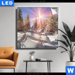 Leuchtbild Verschneiter Wald Quadrat Produktvorschau mit dem Bild Verschneiter Wald im Format Quadrat.