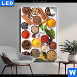Leuchtbild Vielfaeltige Gewuerze Hochformat Produktvorschau mit dem Bild Vielfältige Gewürze im Format Hochformat.