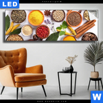 Leuchtbild Vielfaeltige Gewuerze Panorama Produktvorschau mit dem Bild Vielfältige Gewürze im Format Panorama.