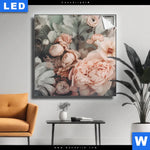 Leuchtbild Vintage Blueten Im Retro Stil Quadrat Produktvorschau mit dem Bild Vintage Blüten im Retro-Stil im Format Quadrat.