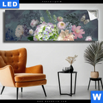 Leuchtbild Vintage Blumen No 3 Panorama Produktvorschau mit dem Bild Vintage Blumen No. 3 im Format Panorama.
