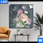 Leuchtbild Vintage Blumen No 3 Quadrat Produktvorschau mit dem Bild Vintage Blumen No. 3 im Format Quadrat.