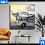 Leuchtbild Vintage Flugzeug Quadrat Produktvorschau mit dem Bild Vintage Flugzeug im Format Quadrat.