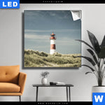Leuchtbild Vintage Leuchtturm Quadrat Produktvorschau mit dem Bild Vintage Leuchtturm im Format Quadrat.