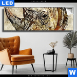 Leuchtbild Vintage Nashorn Panorama Produktvorschau mit dem Bild Vintage Nashorn im Format Panorama.