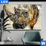 Leuchtbild Vintage Nashorn Querformat Produktvorschau mit dem Bild Vintage Nashorn im Format Querformat.