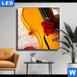 Leuchtbild Violine Rose Quadrat Produktvorschau mit dem Bild Violine & Rose im Format Quadrat.