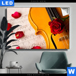 Leuchtbild Violine Rose Querformat Produktvorschau mit dem Bild Violine & Rose im Format Querformat.