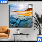 Leuchtbild Vulkan Island Quadrat Produktvorschau mit dem Bild Vulkan Island im Format Quadrat.