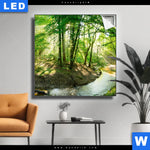 Leuchtbild Wald Mit Bach Quadrat Produktvorschau mit dem Bild Wald mit Bach im Format Quadrat.