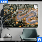 Leuchtbild Wald Strasse Von Oben Querformat Produktvorschau mit dem Bild Wald & Straße von oben im Format Querformat.