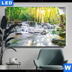 Leuchtbild Wald Wasserfall No 1 Querformat Produktvorschau mit dem Bild Wald & Wasserfall No. 1 im Format Querformat.