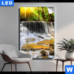 Leuchtbild Wald Wasserfall No 2 Hochformat Produktvorschau mit dem Bild Wald & Wasserfall No. 2 im Format Hochformat.