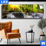 Leuchtbild Wald Wasserfall No 2 Panorama Produktvorschau mit dem Bild Wald & Wasserfall No. 2 im Format Panorama.