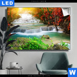 Leuchtbild Wald Wasserfall No 5 Querformat Produktvorschau mit dem Bild Wald & Wasserfall No. 5 im Format Querformat.