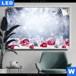 Leuchtbild Weihnachtskugeln Im Winterwunderland Querformat Produktvorschau mit dem Bild Weihnachtskugeln im Winterwunderland im Format Querformat.