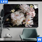 Leuchtbild Weisse Pfingstrosen Querformat Produktvorschau mit dem Bild Weiße Pfingstrosen im Format Querformat.