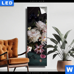 Leuchtbild Weisse Pfingstrosen Schmal Produktvorschau mit dem Bild Weiße Pfingstrosen im Format Schmal.