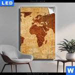 Leuchtbild Weltkarte Rostoptik Hochformat Produktvorschau mit dem Bild Weltkarte Rostoptik im Format Hochformat.