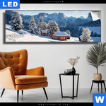 Leuchtbild Winteridylle In Den Bergen Panorama Produktvorschau mit dem Bild Winteridylle in den Bergen im Format Panorama.