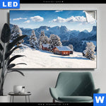 Leuchtbild Winteridylle In Den Bergen Querformat Produktvorschau mit dem Bild Winteridylle in den Bergen im Format Querformat.